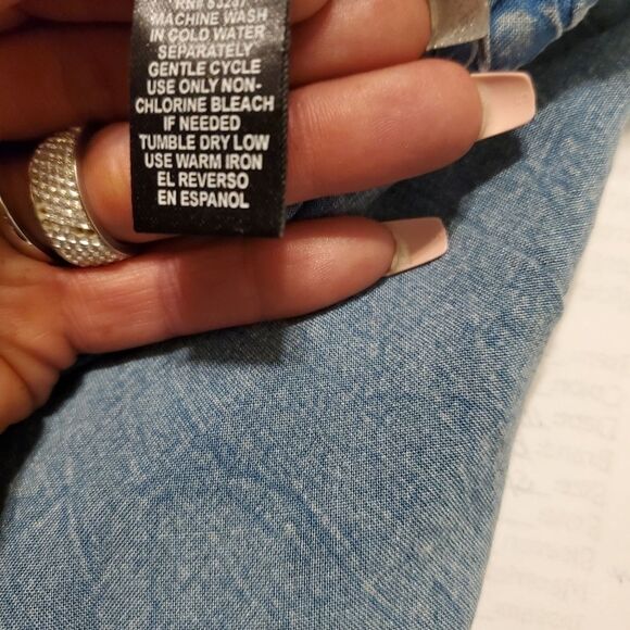 Nwt Mlle Gabrielle blue hand dyed wide leg lounge pants sz lg - Picture 5 of 8